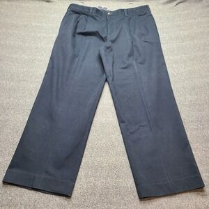 IZOD Mens 38x29 Navy Blue Pleated Cotton Twill Sportflex Pants Metrix Fit